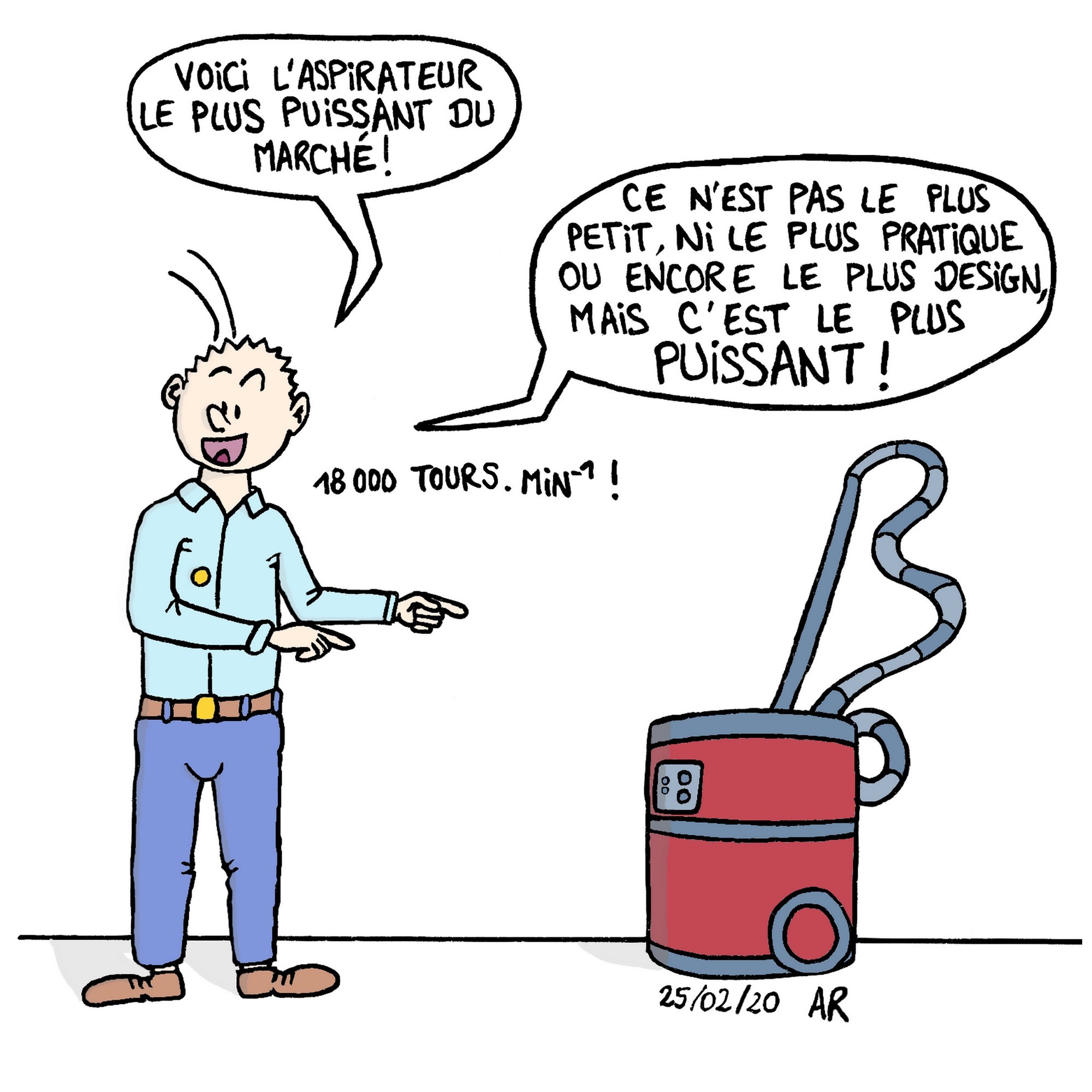 Dessin marrant - Argumentaire du commercial en aspirateur. - Blague