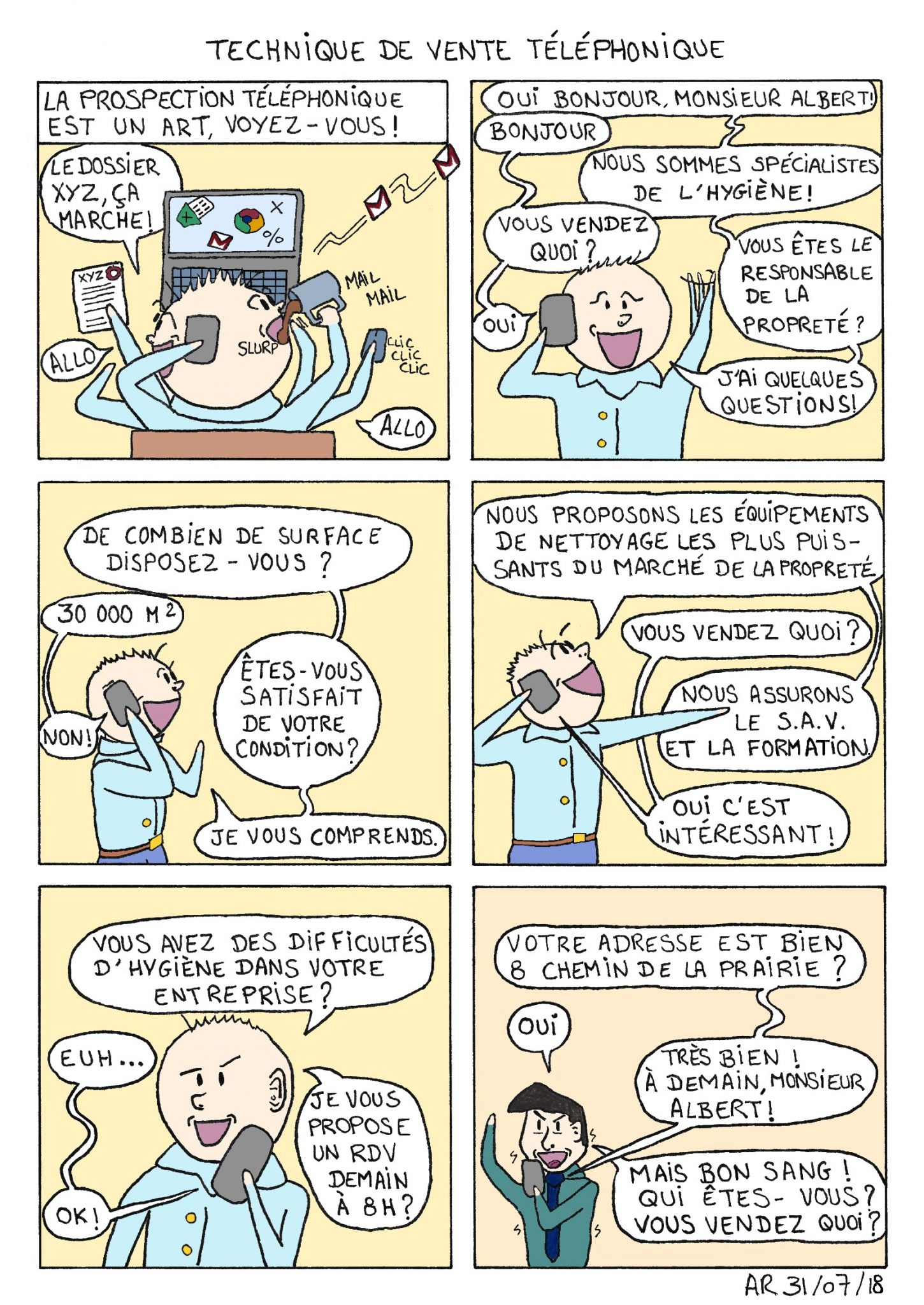 Technique de vente téléphonique image drôle en BD Lire en ligne
