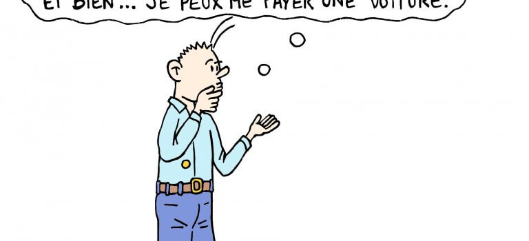 Dessin d'humour - Comment dépenser l'argent de son travail