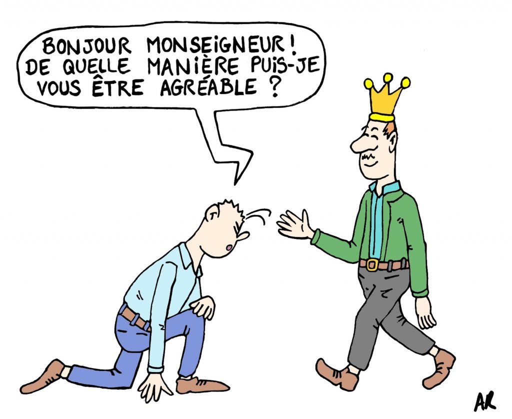 Le client est roi mais ne règne pas Rire et illustration.