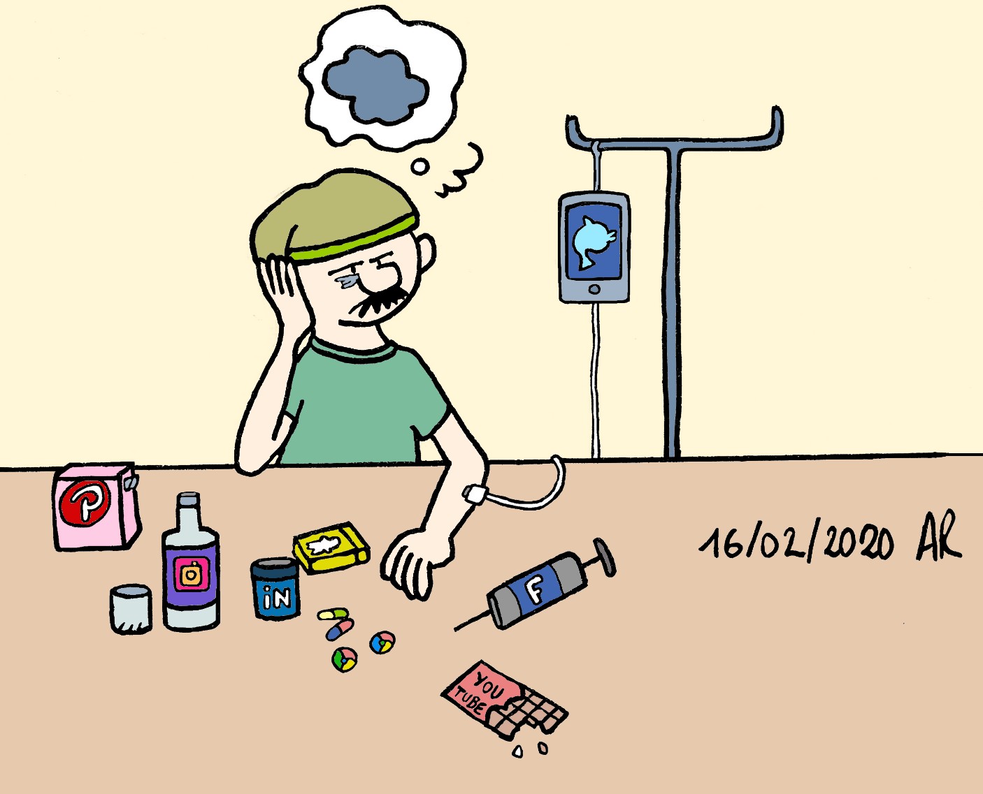 image humoristique de l'addiction aux réseaux sociaux