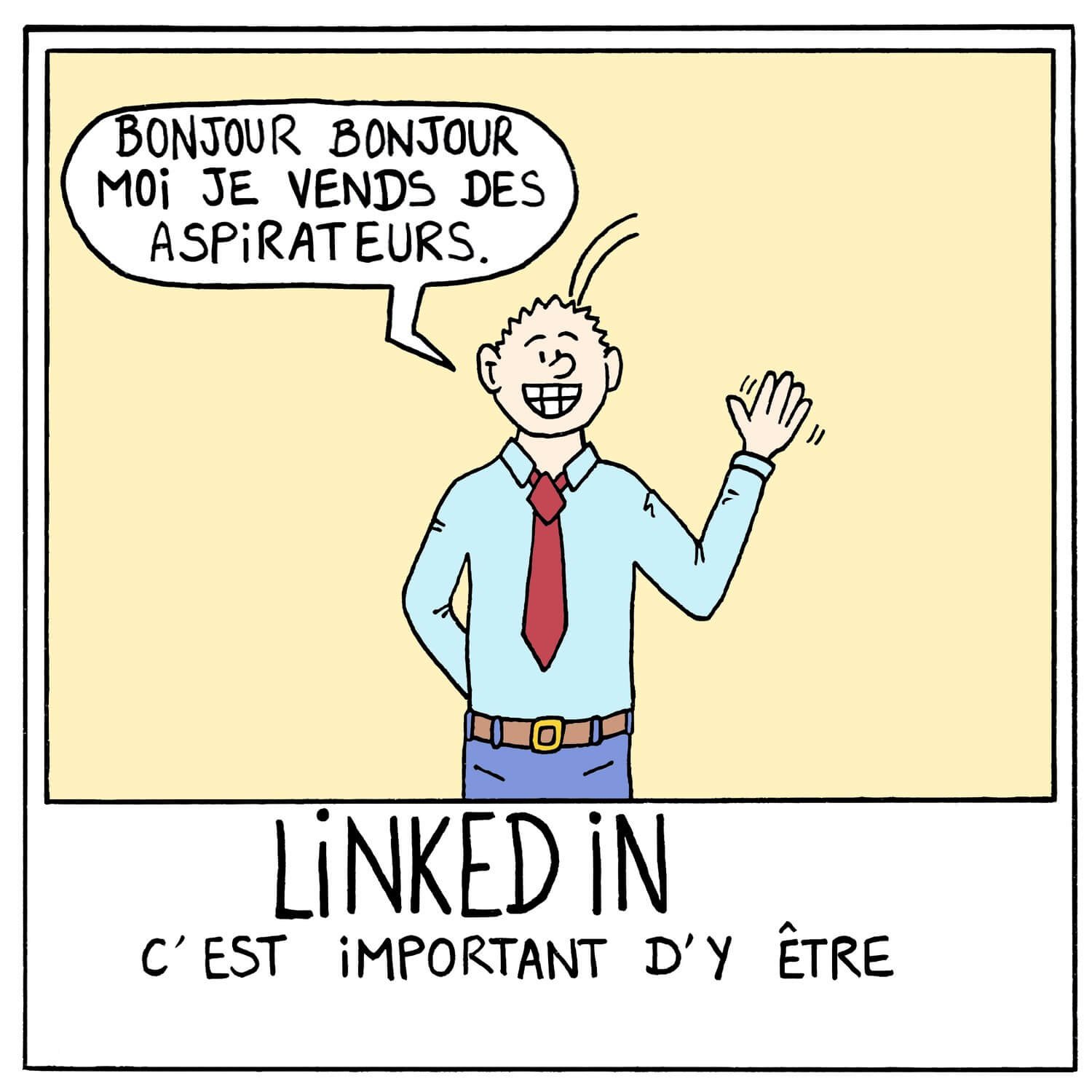 Dessin de photo de profil drôle sur le réseau social LinkedIn