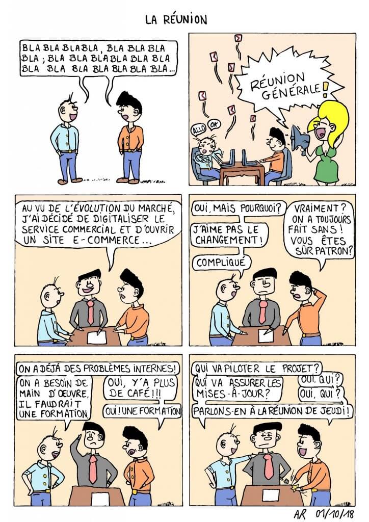 BD humoristique sur les réunions en entreprises. Web toon