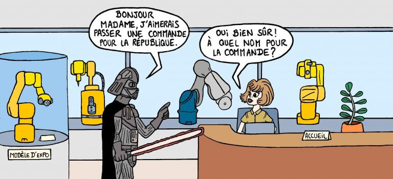 Dessin humoristique en BD sur star wars - Parodie de Dark Vador