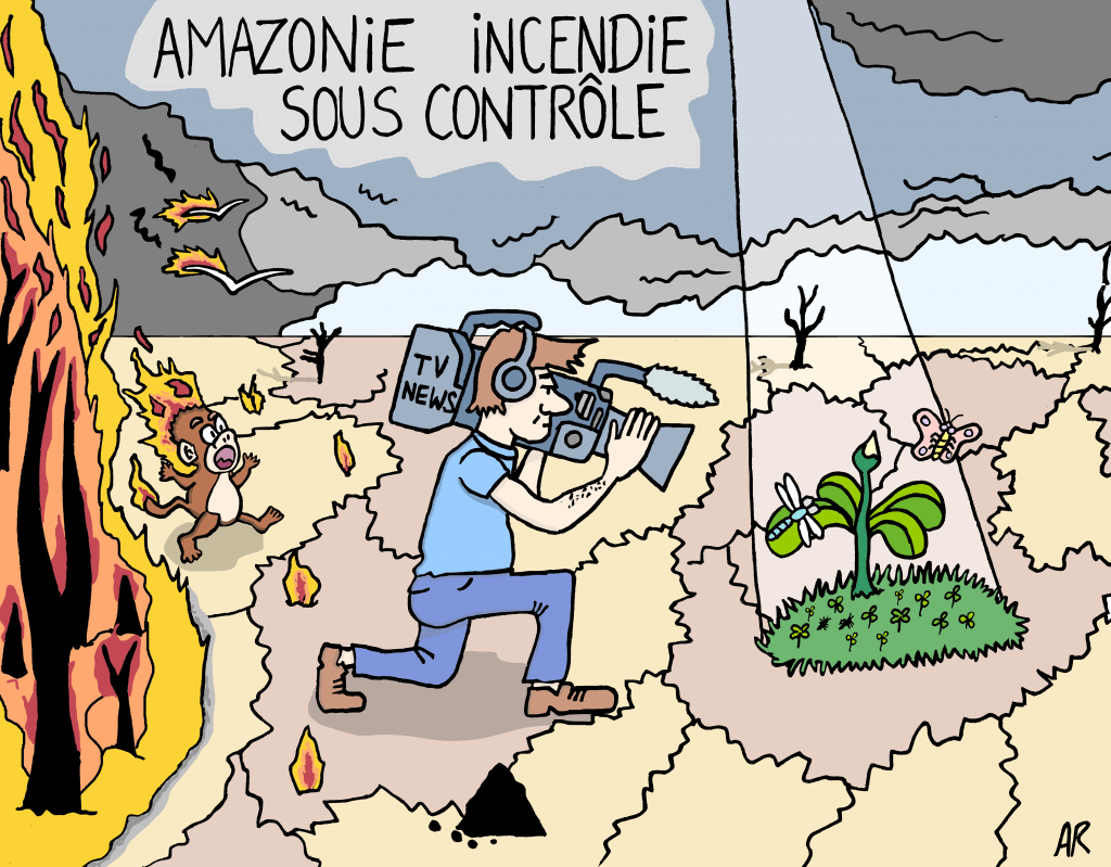 Humour écologie - Images incendie amazonie - humour noir dessin de presse sur l'écologie