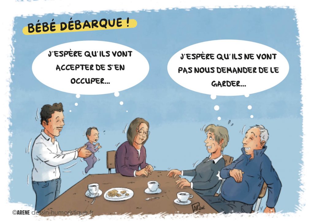 Dessin drôle bébé et parents